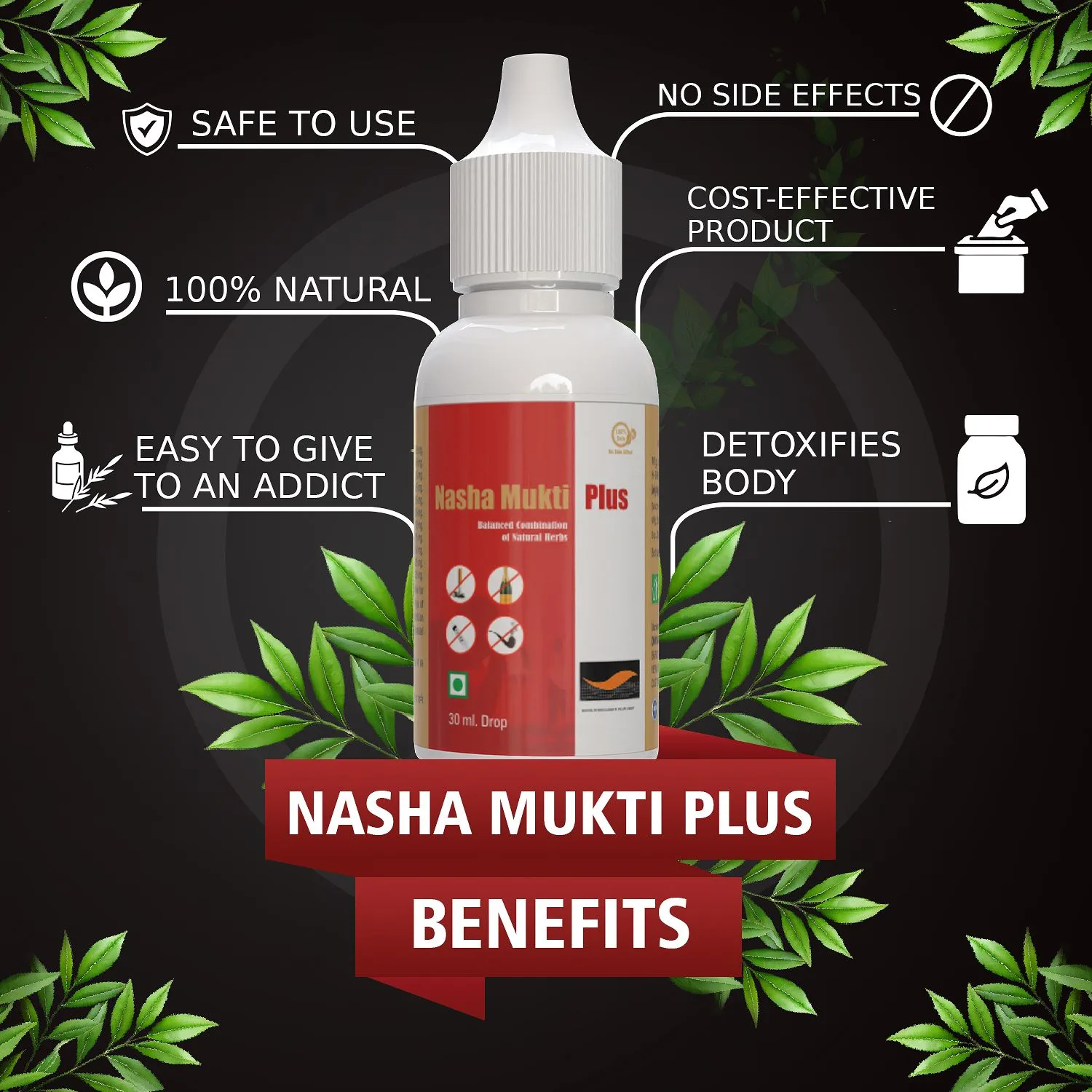 Divya Shri Nasha Mukti Plus Herbal Drops - 5 x 30ml - Ayurvedic Herbal Formulation - Image 7
