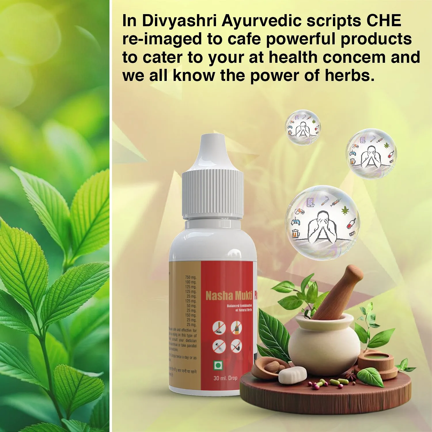 Divya Shri Nasha Mukti Plus Herbal Drops - 5 x 30ml - Ayurvedic Herbal Formulation - Image 3